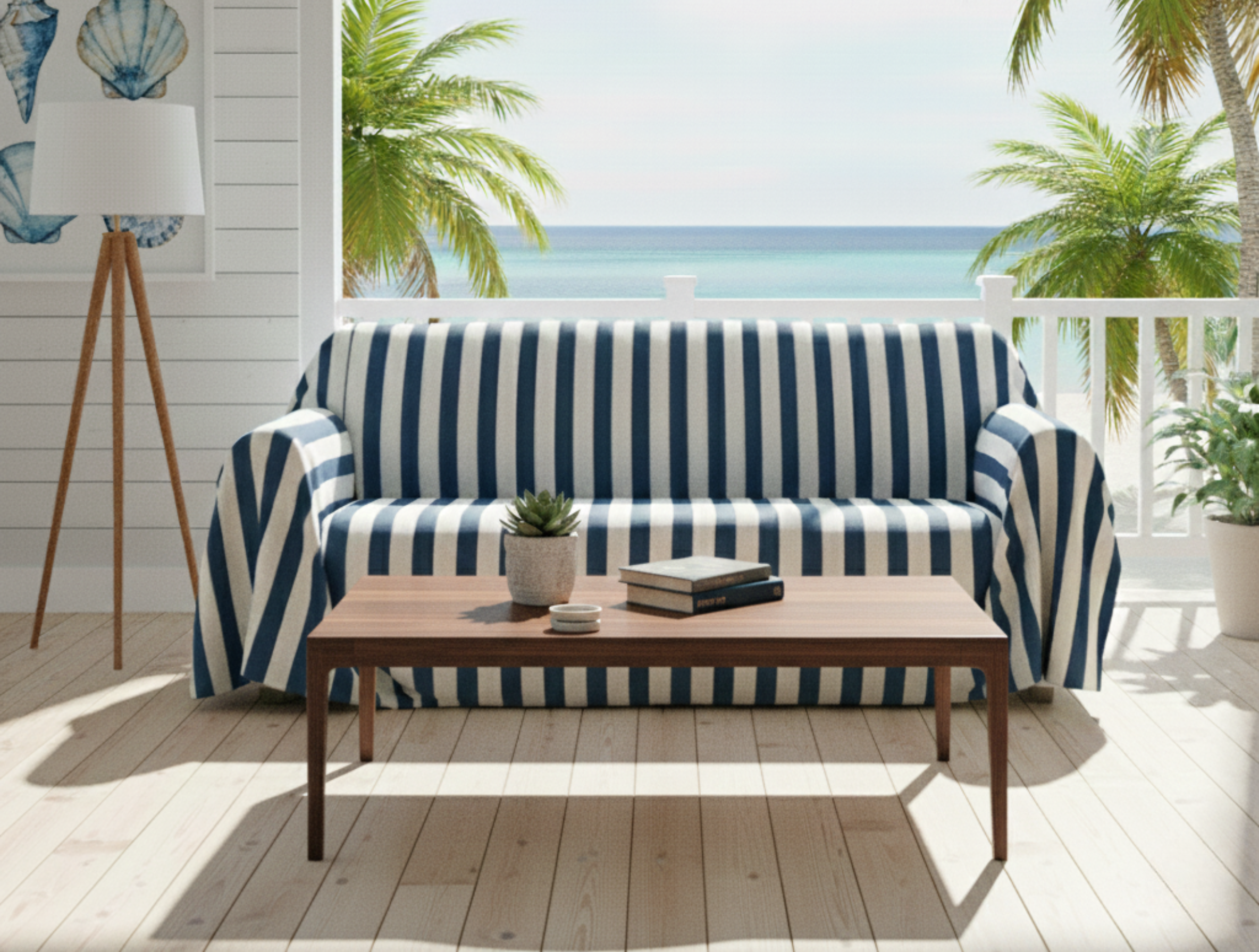 Striped Outdoor Sofa Cover - Standard