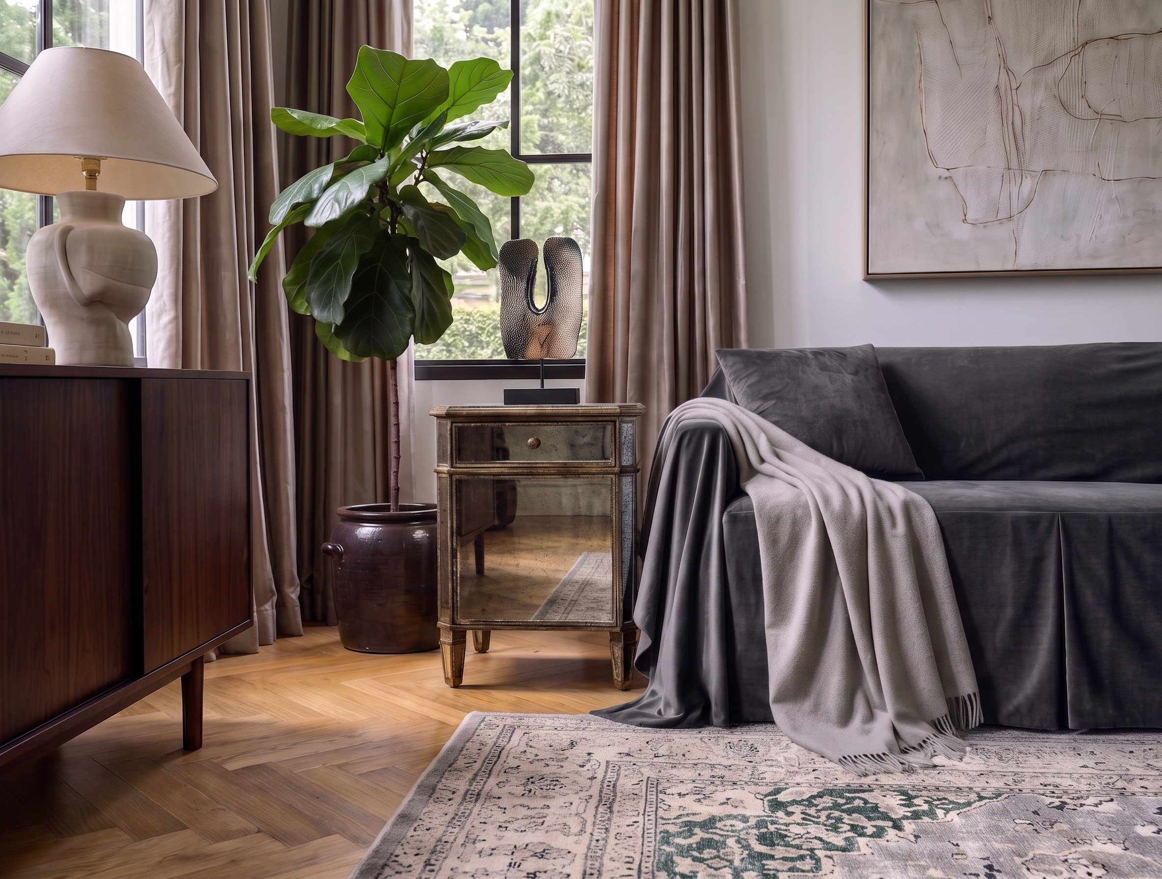 Velvet Sofa Cover (With Pleats) - Standard