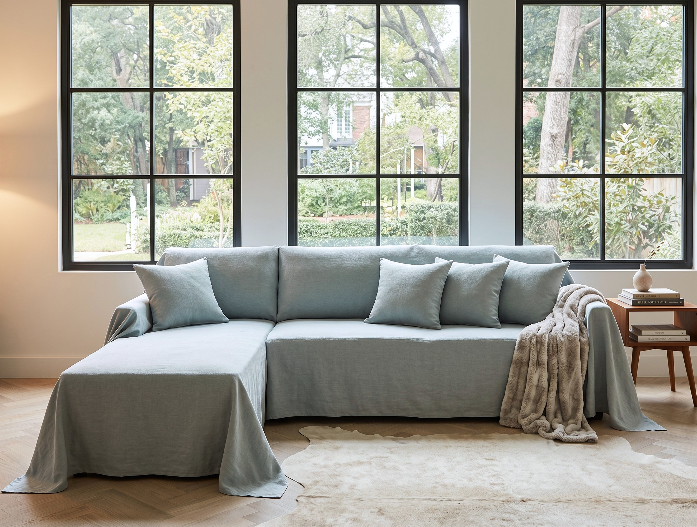 Linen Sofa Cover - L-Shaped