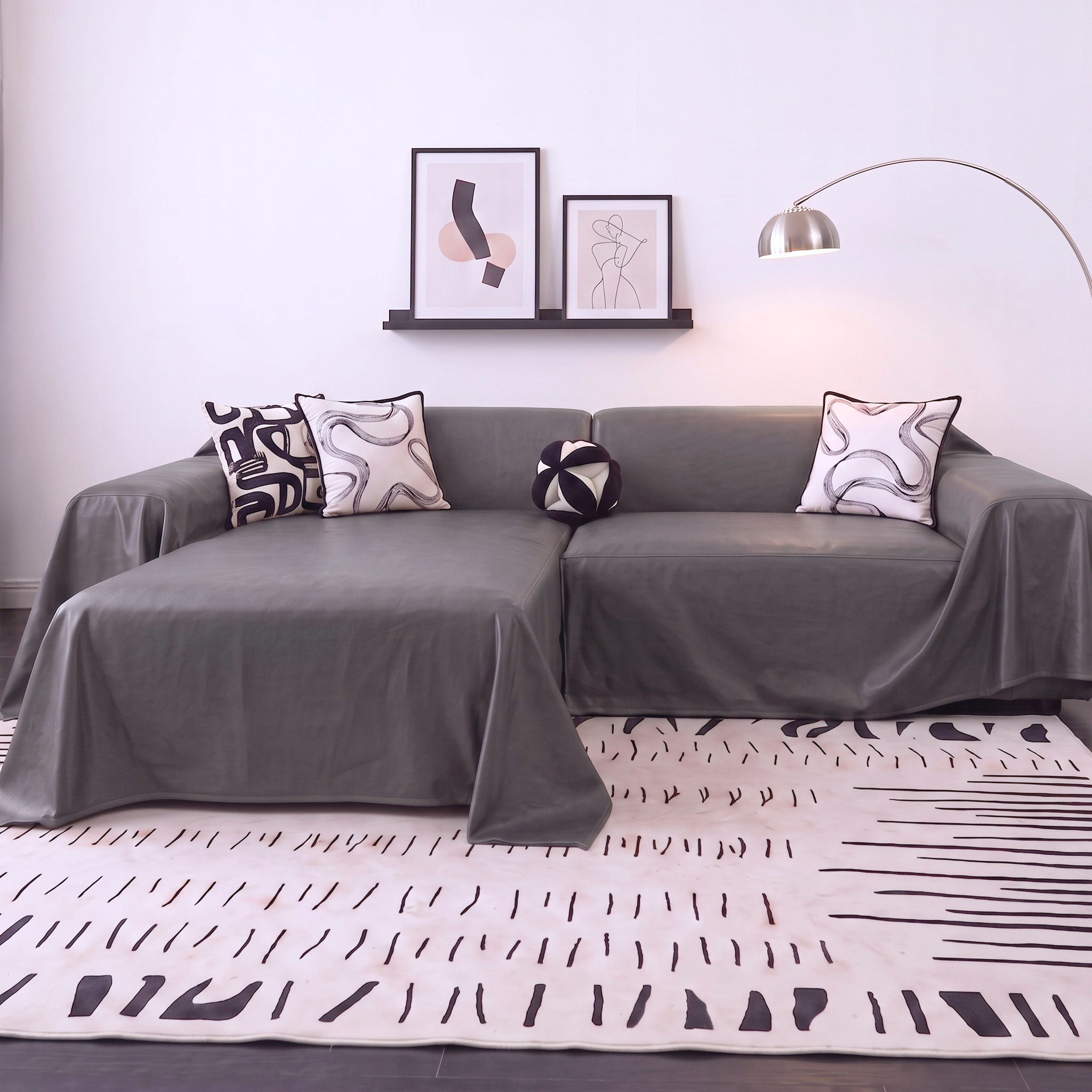 Faux Leather Sofa Cover - L-Shaped