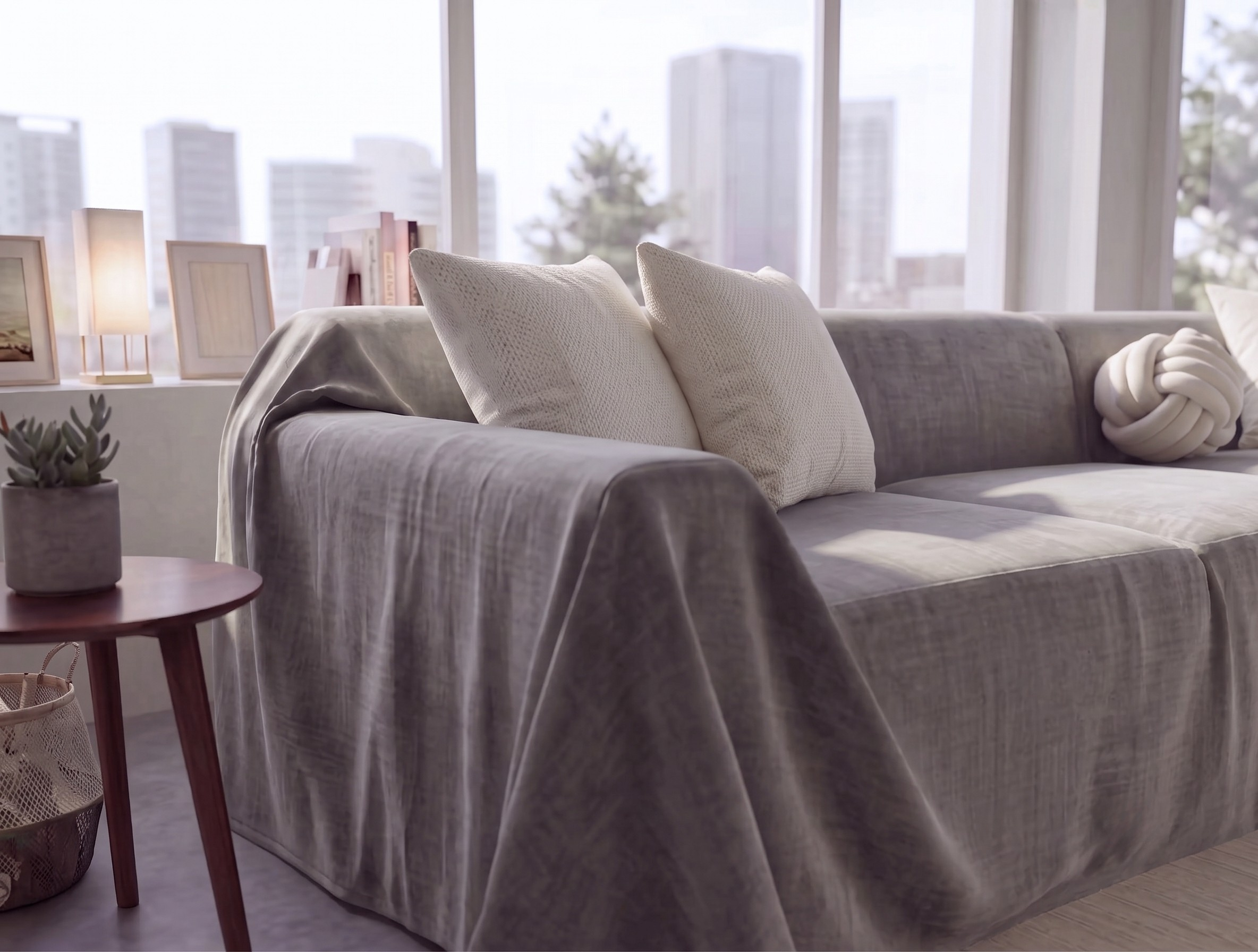 Water-Repellent Velvet Sofa Cover - L-Shaped