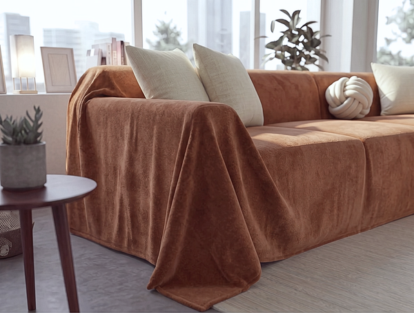 Water-Repellent Velvet Sofa Cover - L-Shaped