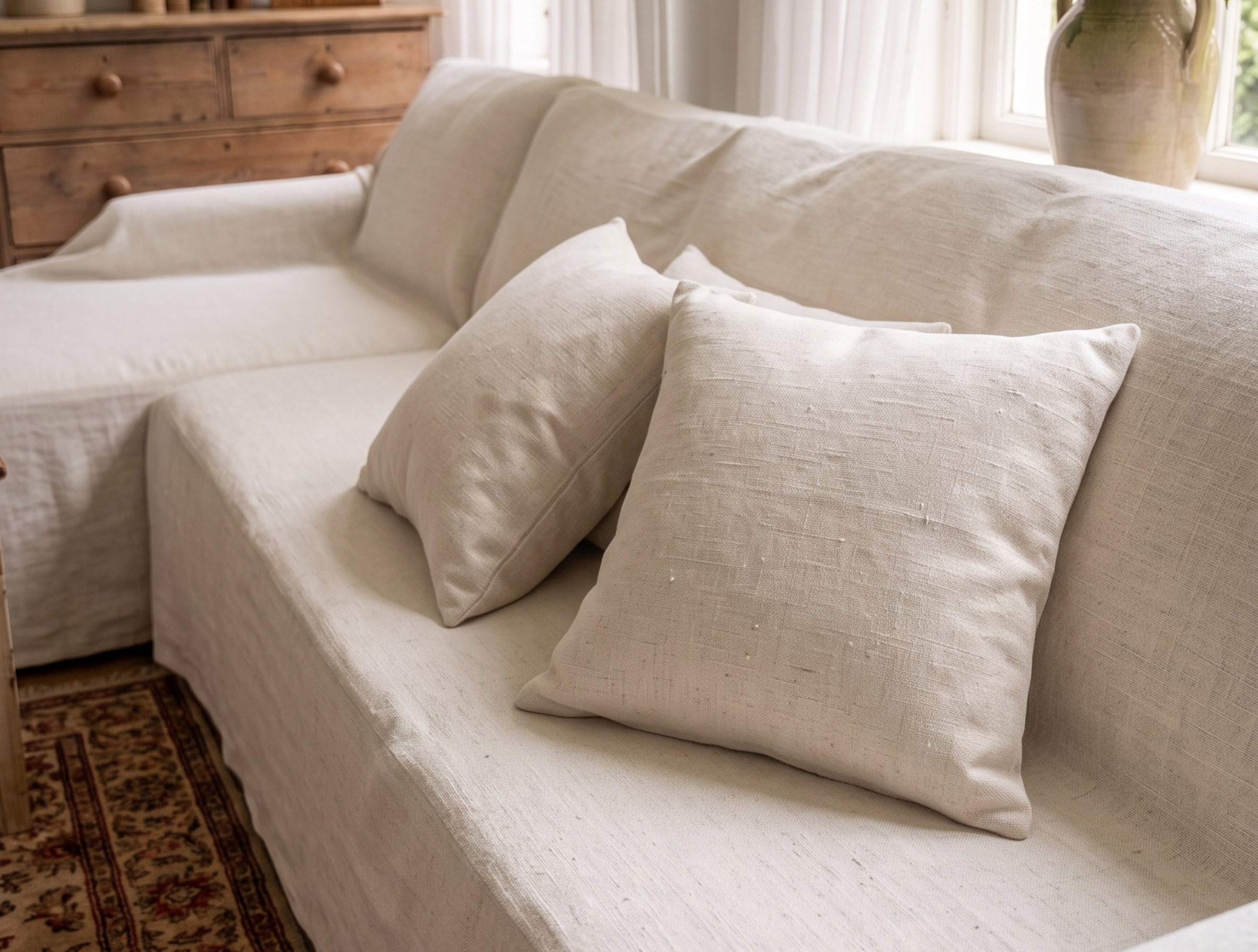 Linen Sofa Cover - L-Shaped