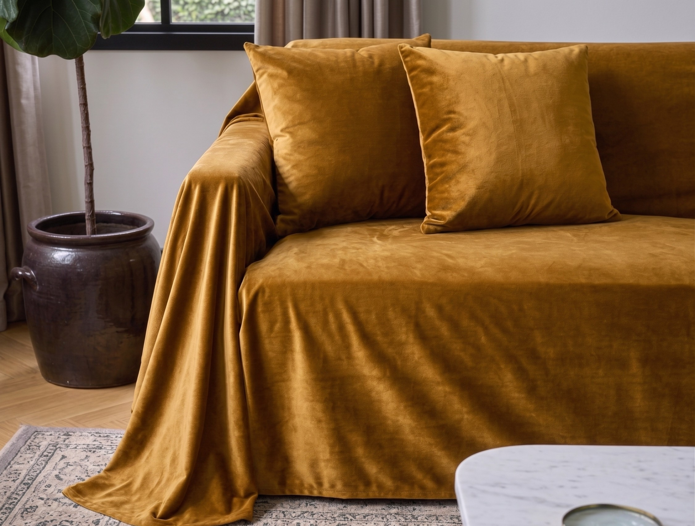 Velvet Sofa Cover (No Pleats) - Standard