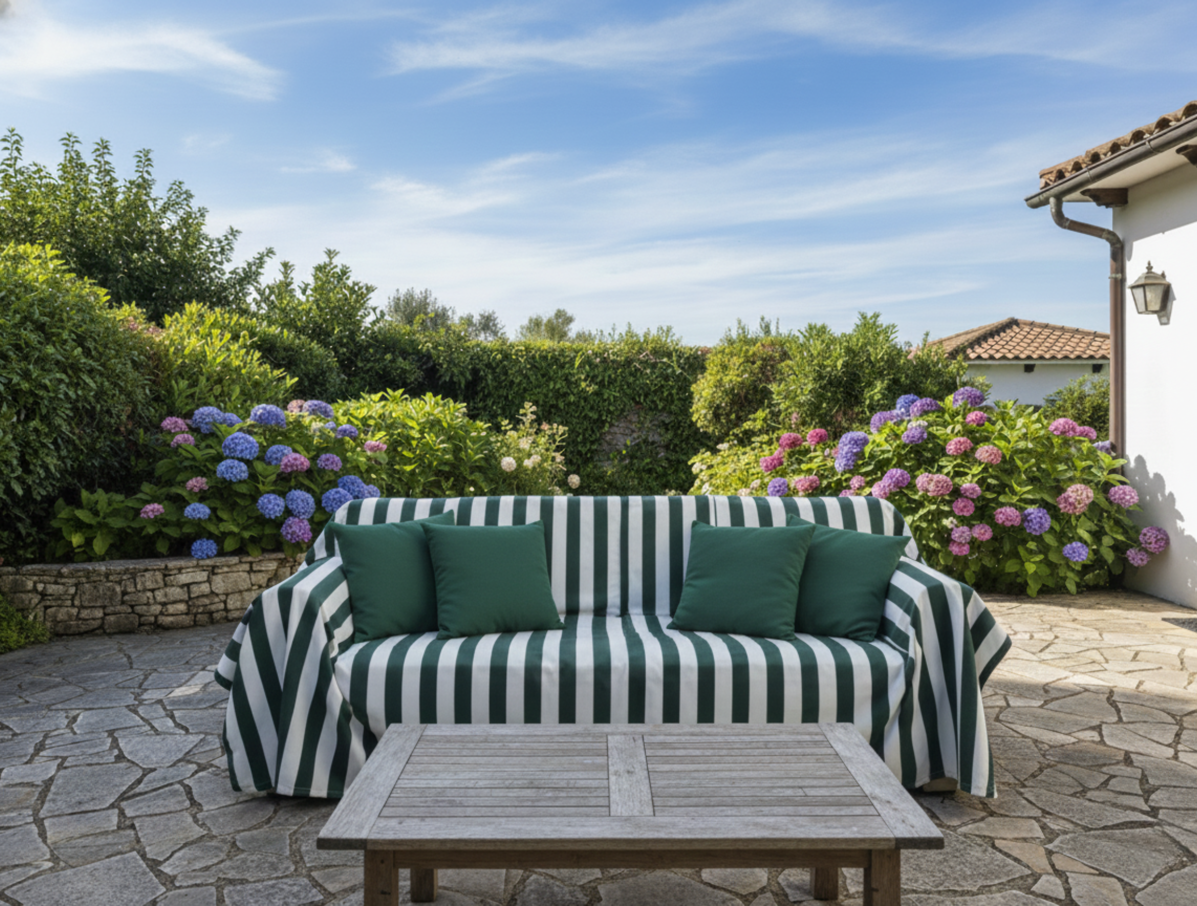 Striped Outdoor Sofa Cover - Standard
