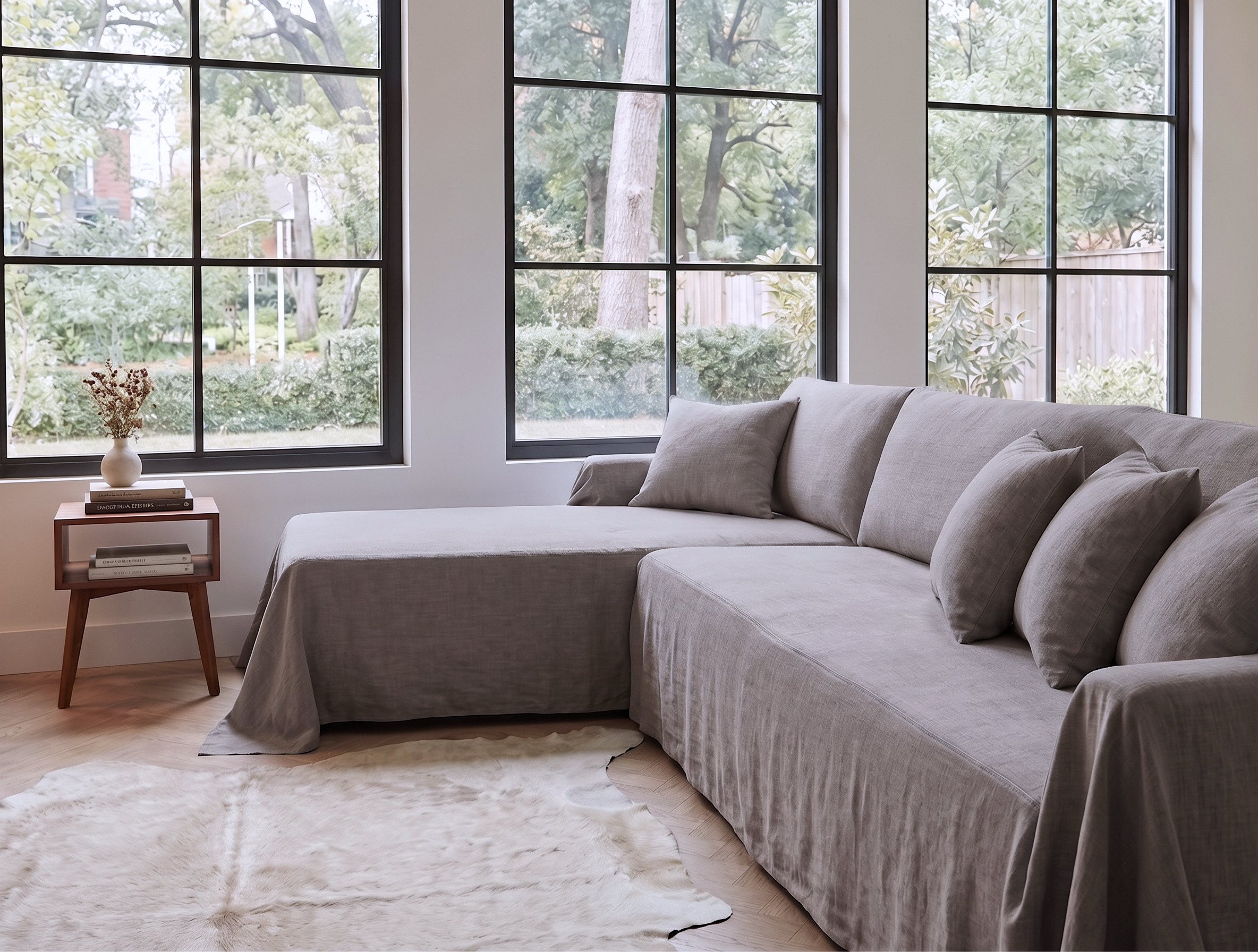 Linen Sofa Cover - L-Shaped