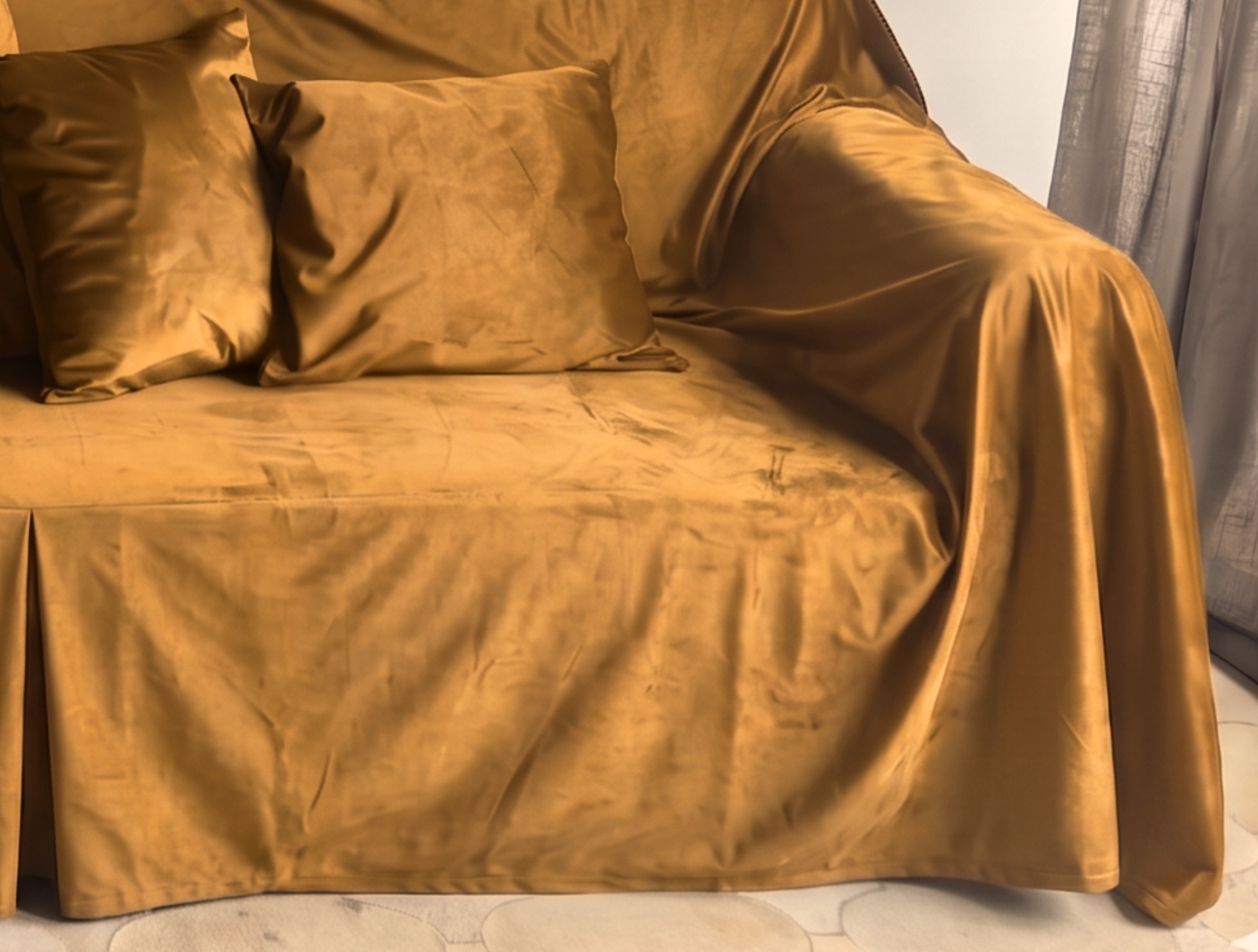 Velvet Sofa Cover (With Pleats) - Standard