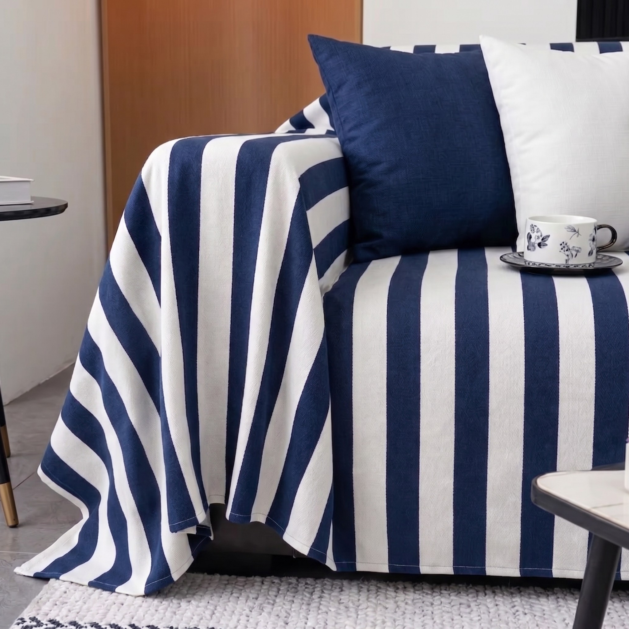 Striped Outdoor Sofa Cover - L-Shaped