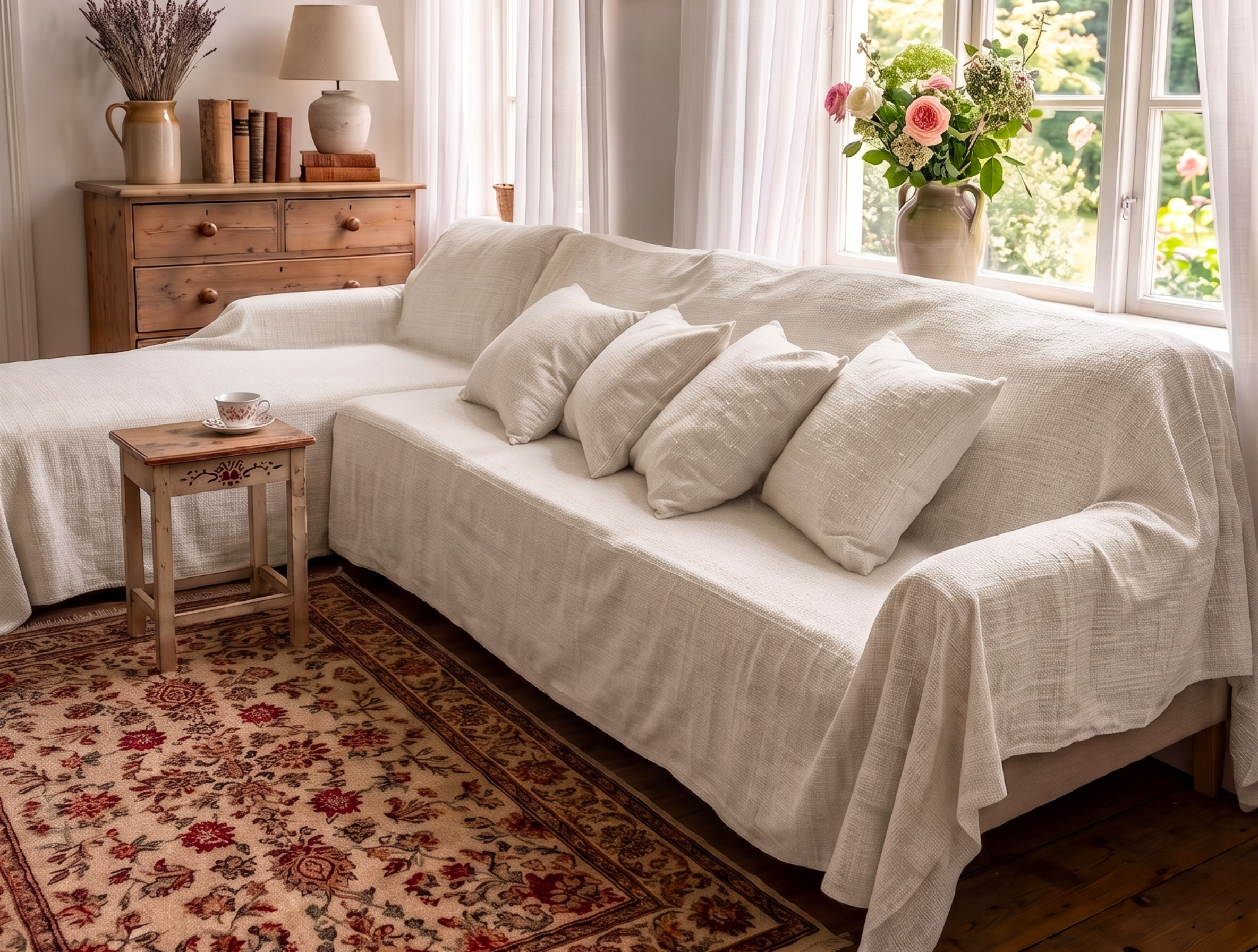 Linen Sofa Cover - L-Shaped