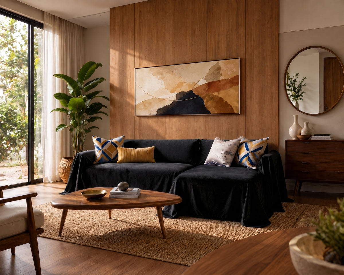 Velvet Sofa Cover (No Pleats) - L Shaped