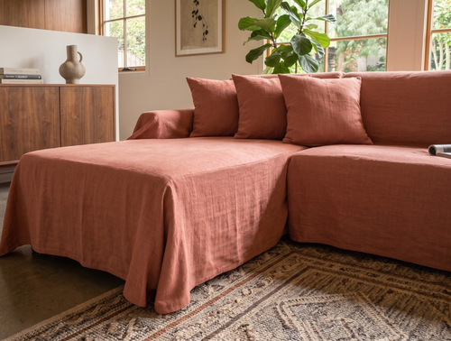 Linen Sofa Cover - L-Shaped