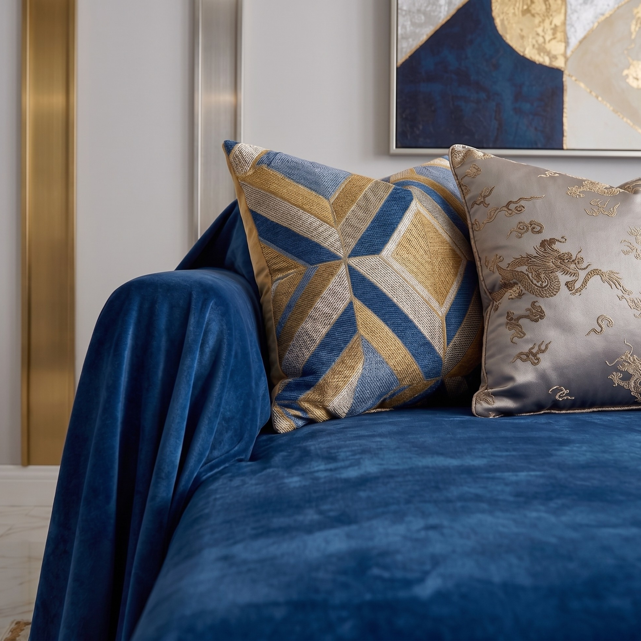 Velvet Sofa Cover (No Pleats) - L Shaped