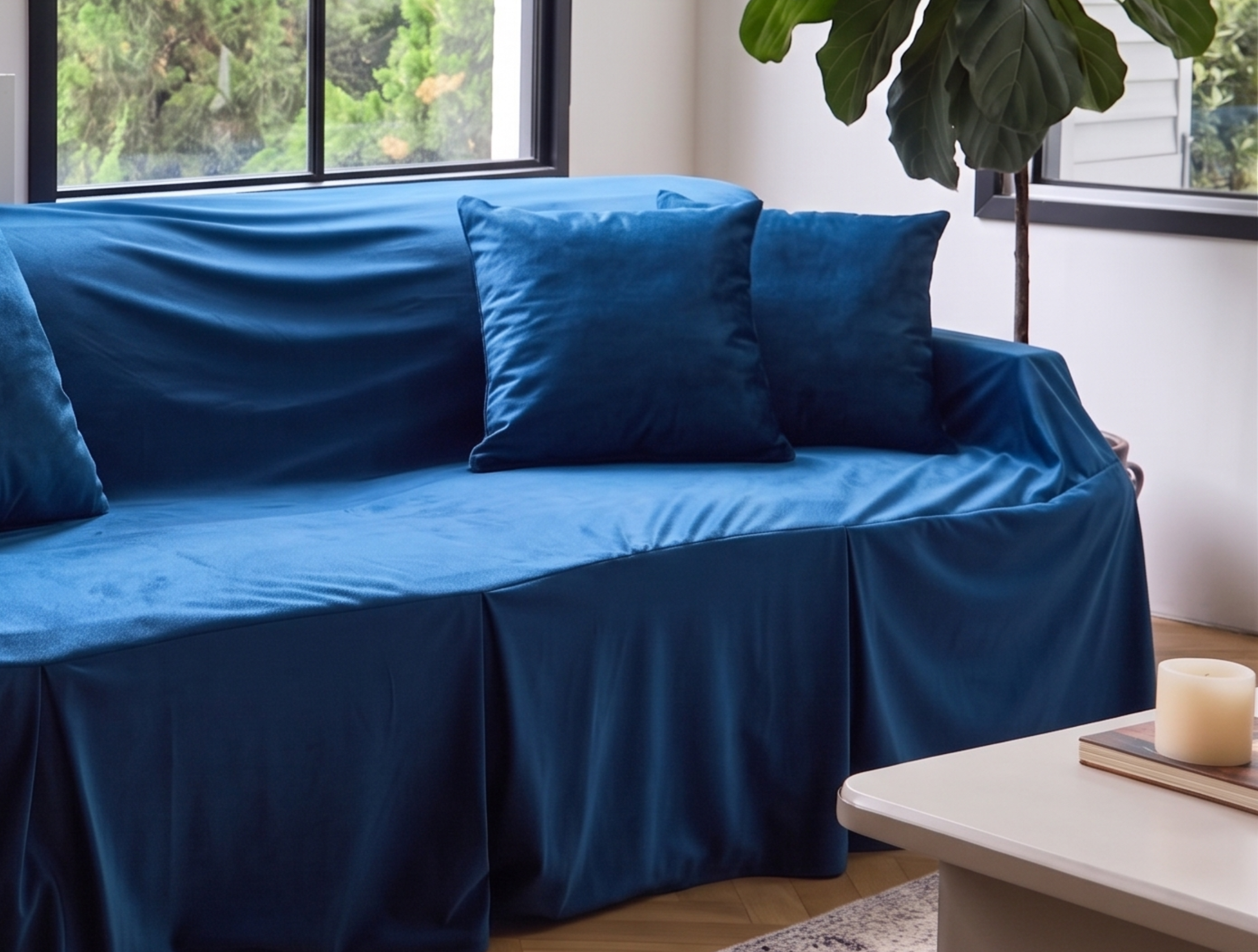 Velvet Sofa Cover (With Pleats) - Standard