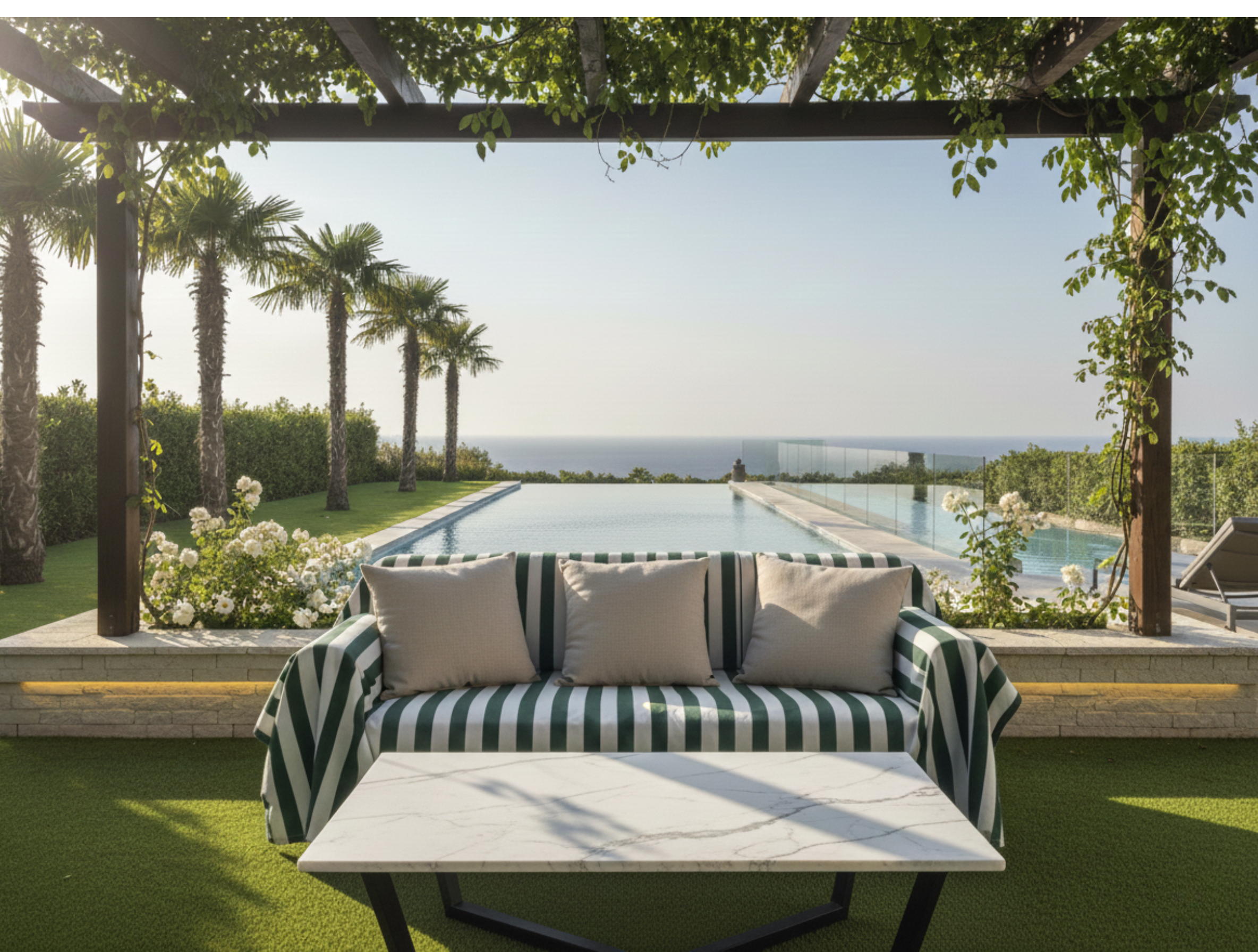 Striped Outdoor Sofa Cover - Standard