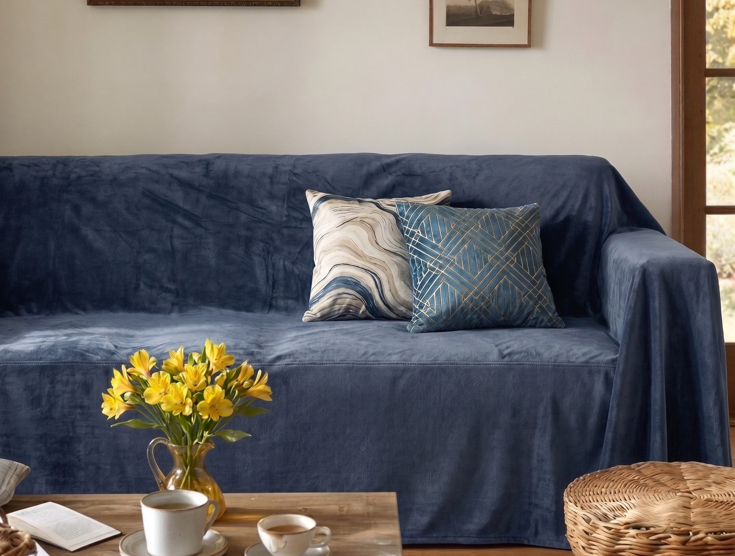 Water-Repellent Velvet Sofa Cover - Standard
