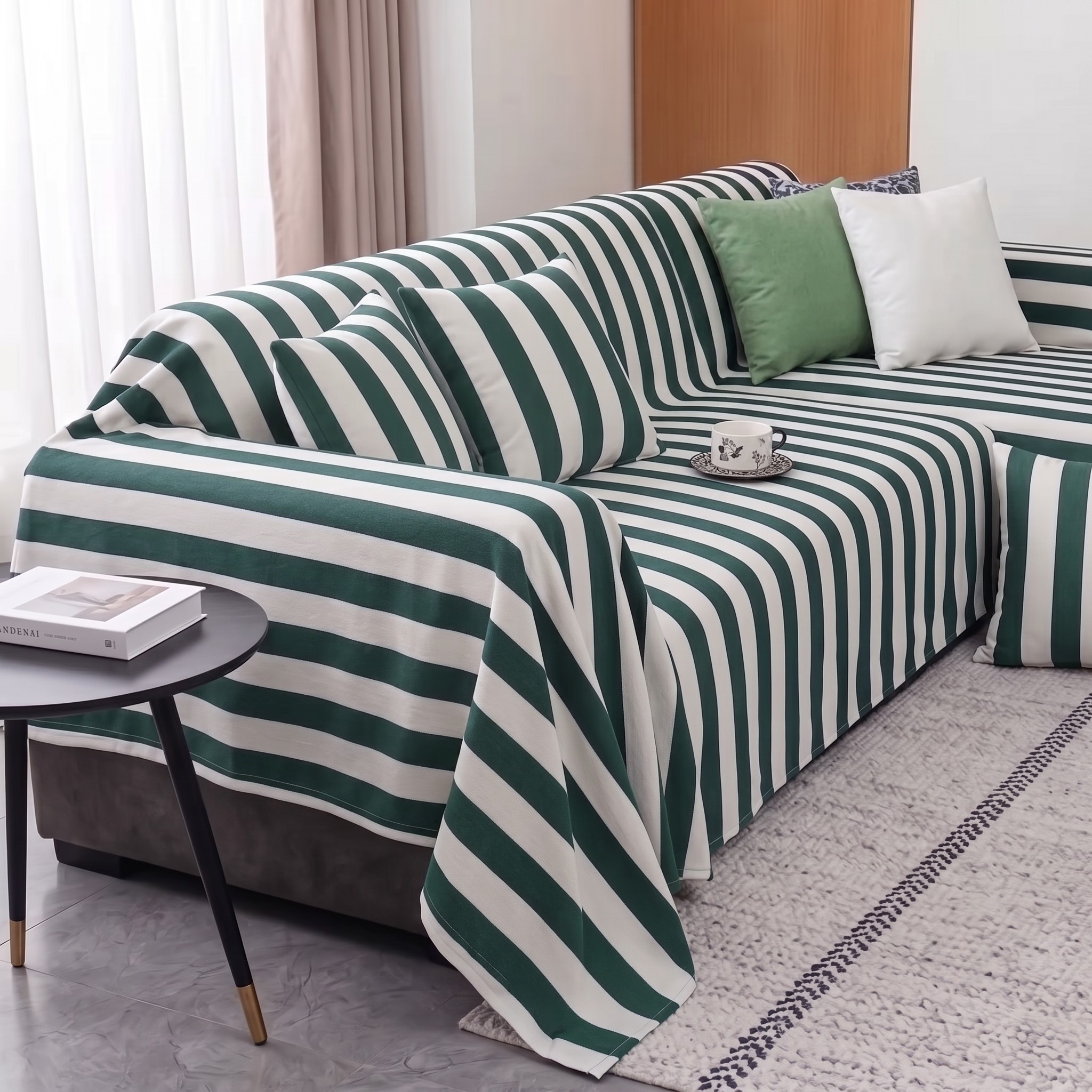 Striped Outdoor Sofa Cover - L-Shaped