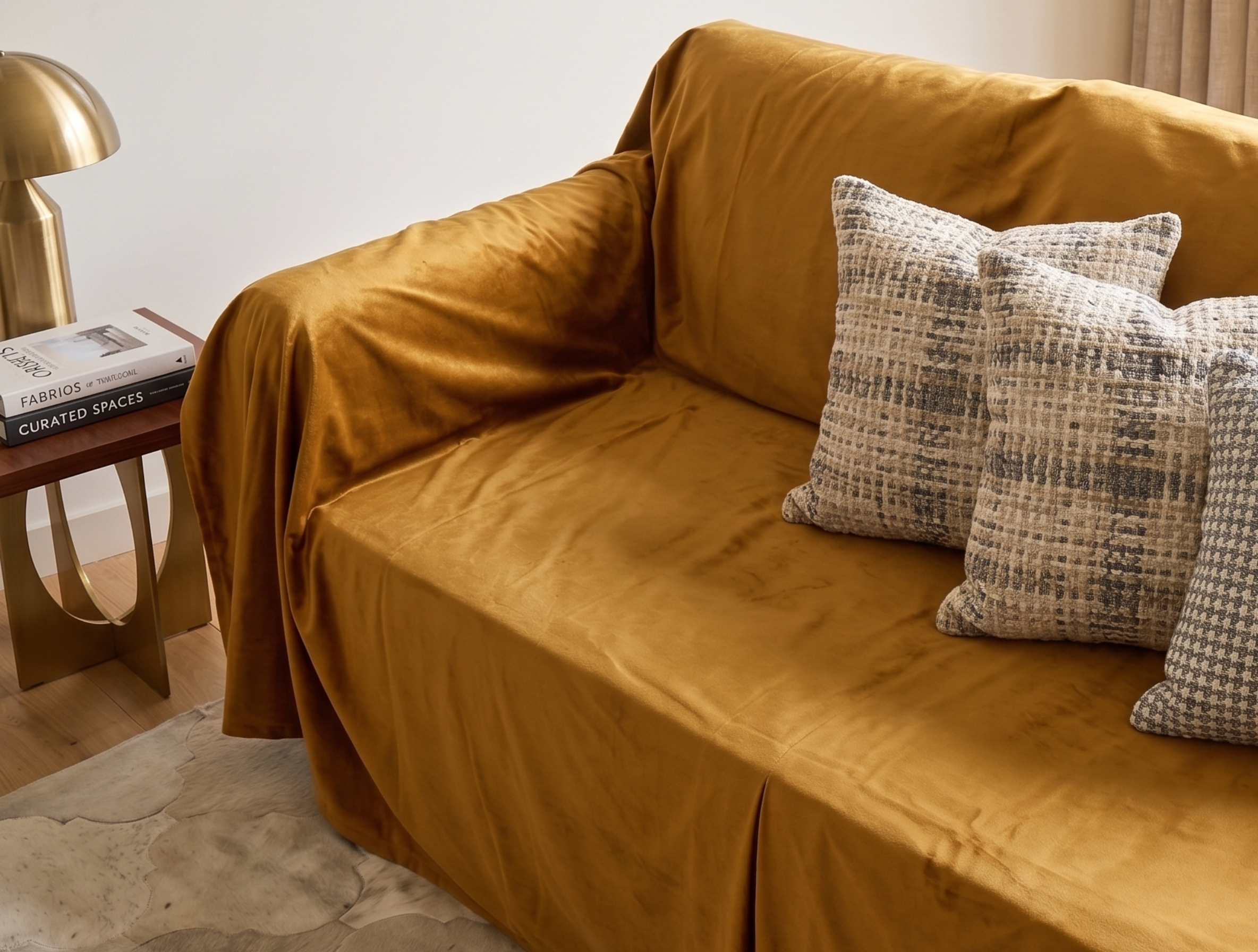 Velvet Sofa Cover (With Pleats) - Standard