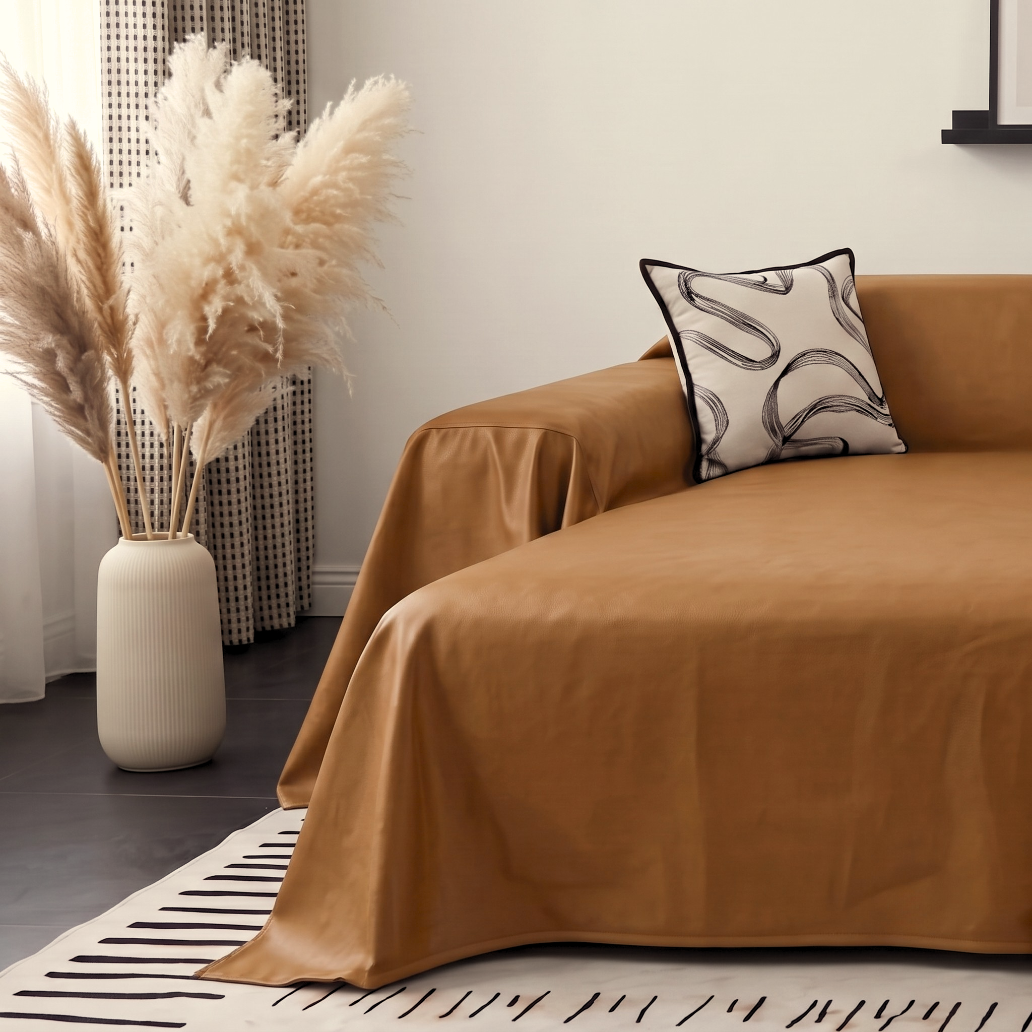 Faux Leather Sofa Cover - L-Shaped