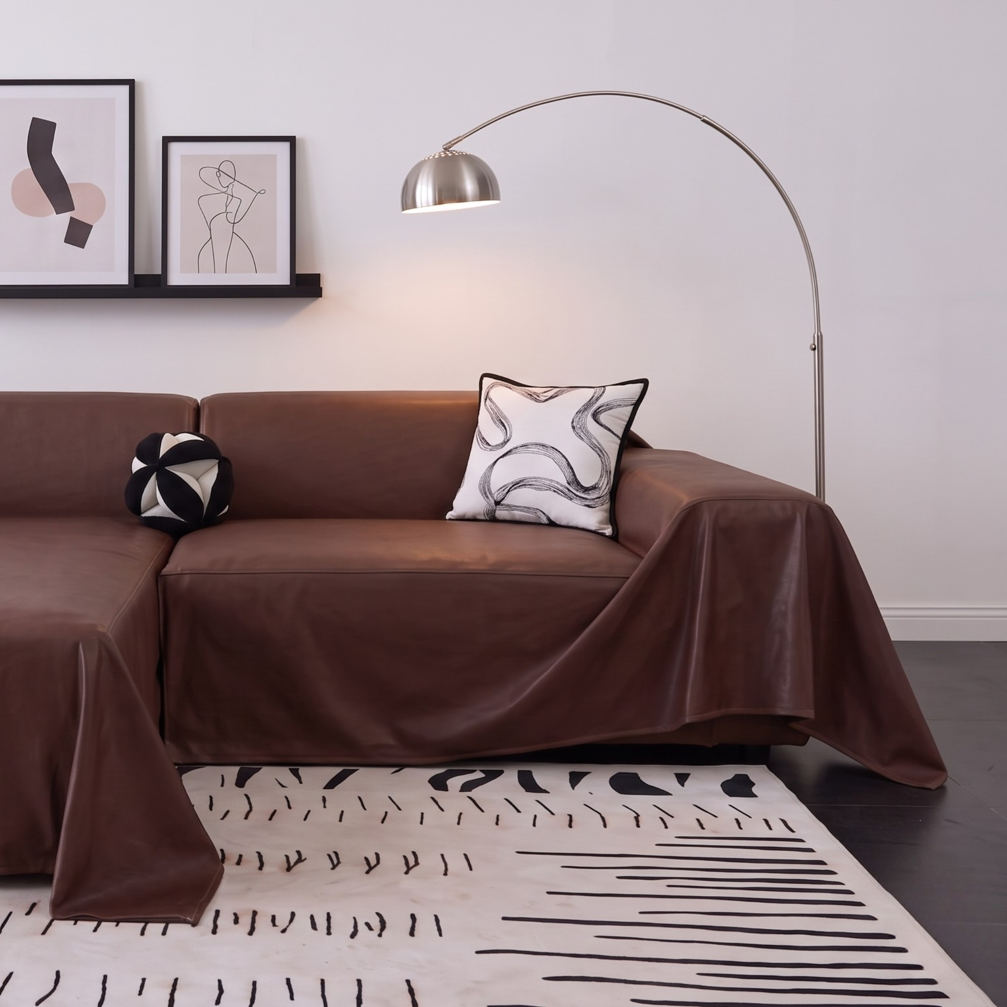 Faux Leather Sofa Cover - L-Shaped