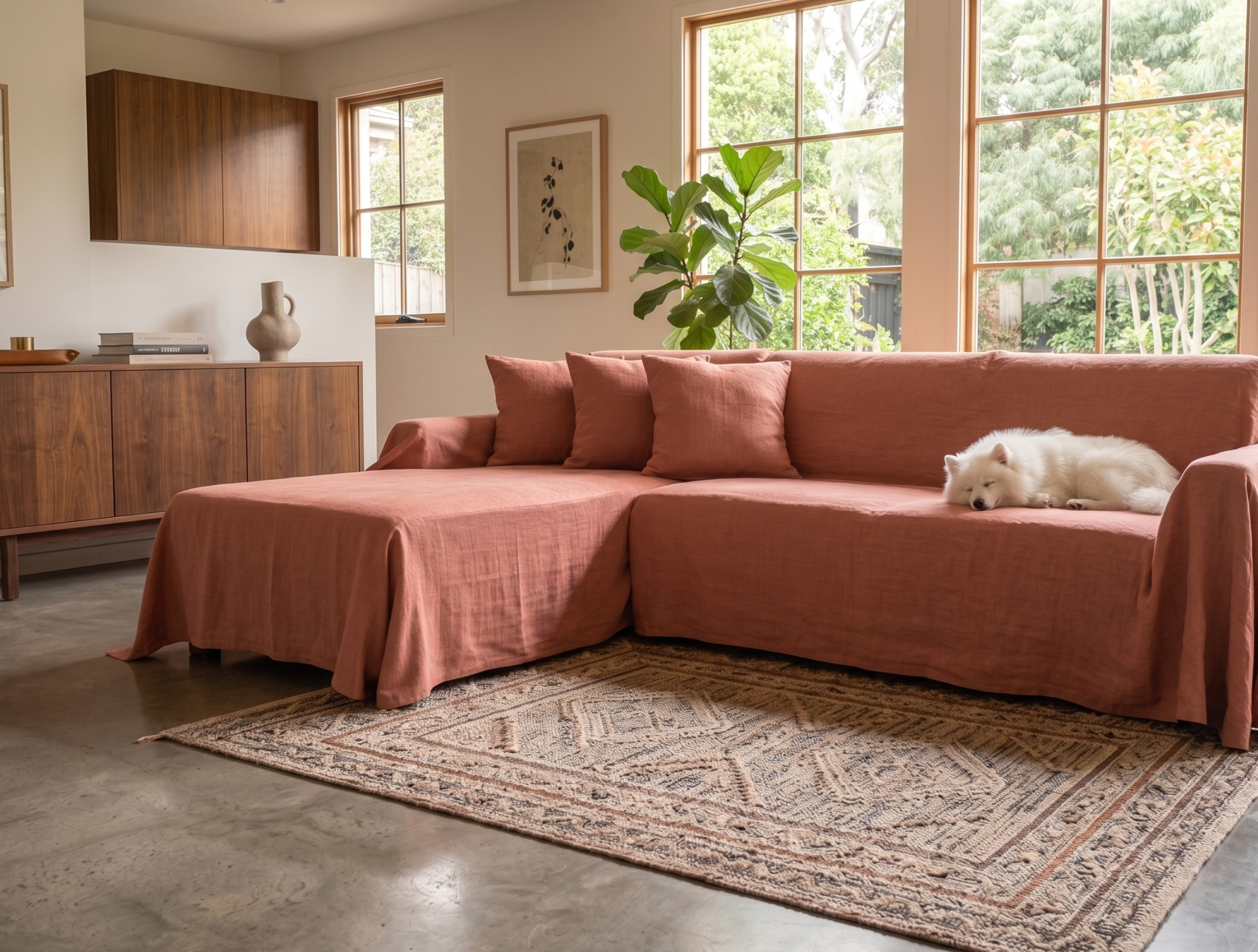 Linen Sofa Cover - L-Shaped