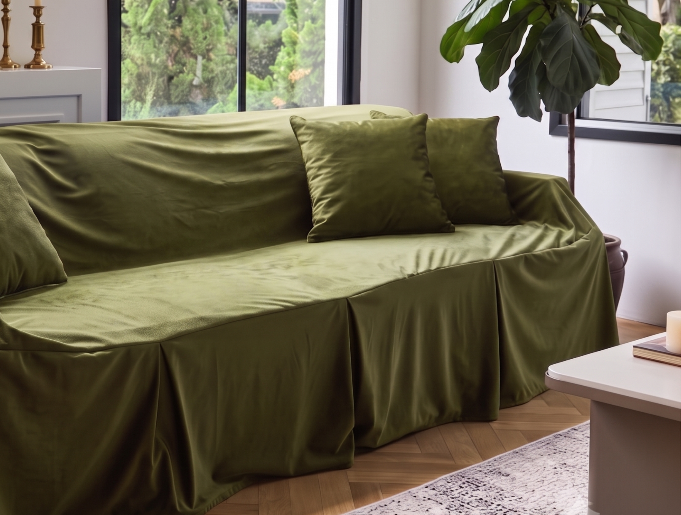 Velvet Sofa Cover (With Pleats) - Standard