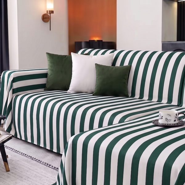 Striped Outdoor Sofa Cover - L-Shaped