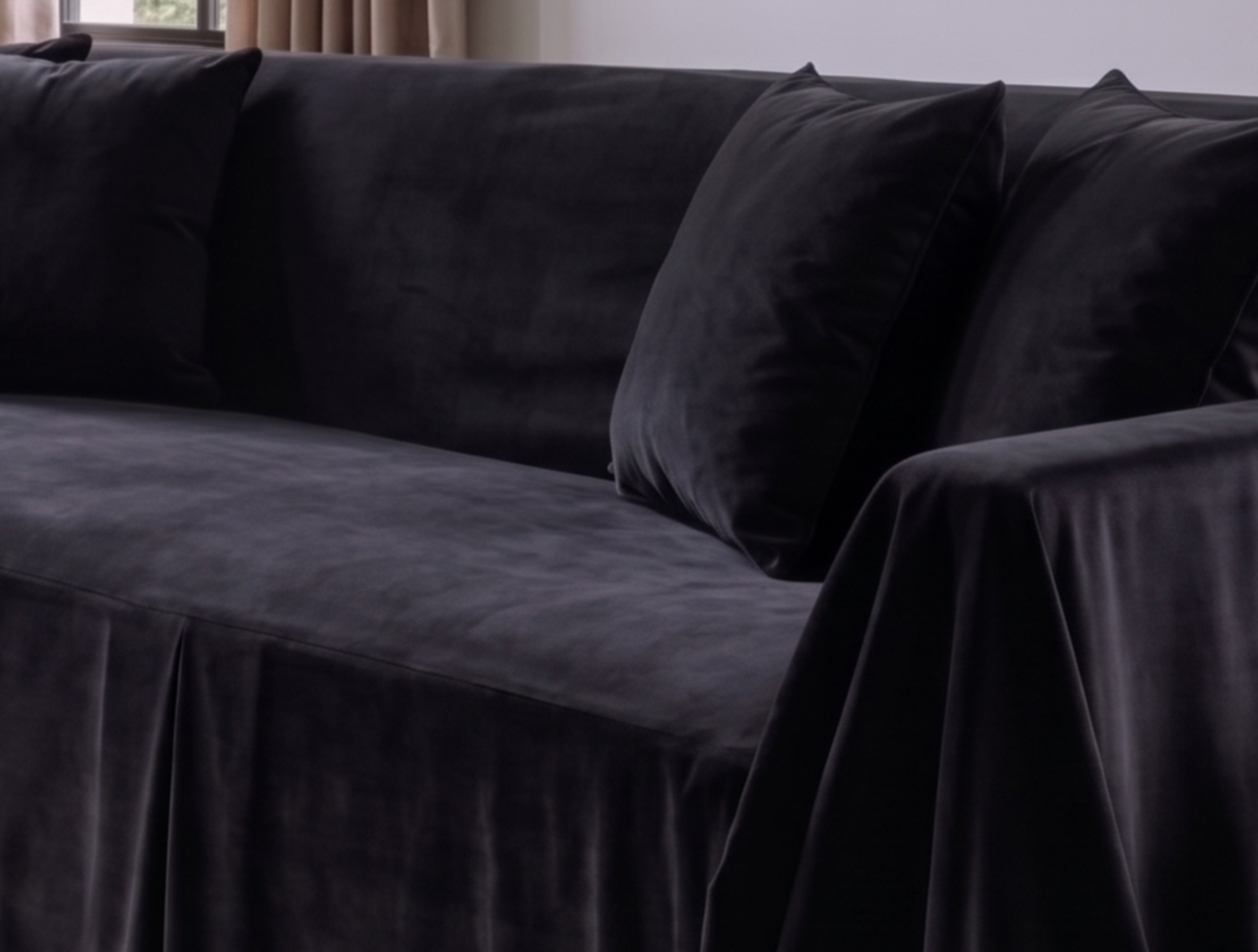 Velvet Sofa Cover (With Pleats) - Standard