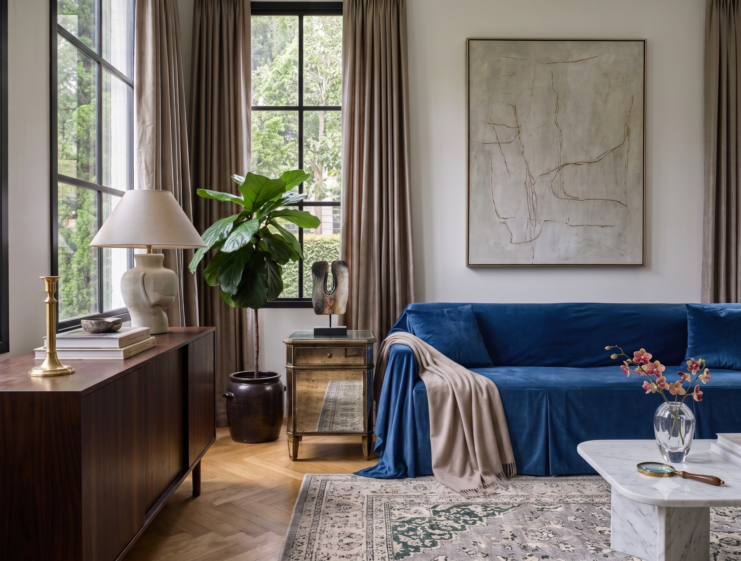 Velvet Sofa Cover (With Pleats) - Standard