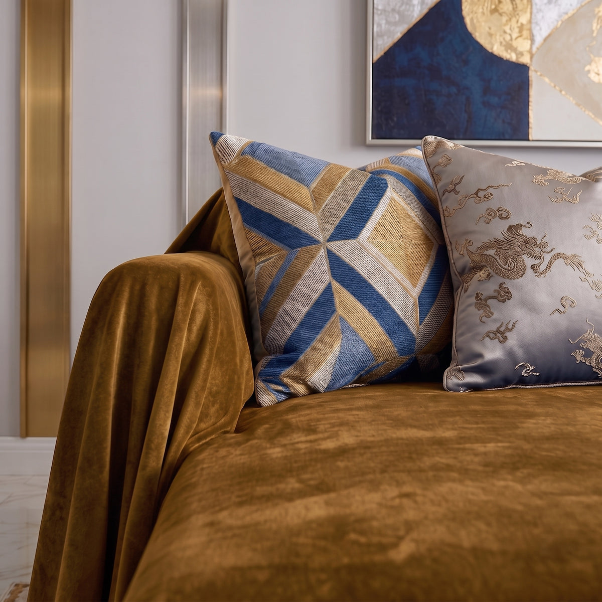 Velvet Sofa Cover (No Pleats) - L Shaped