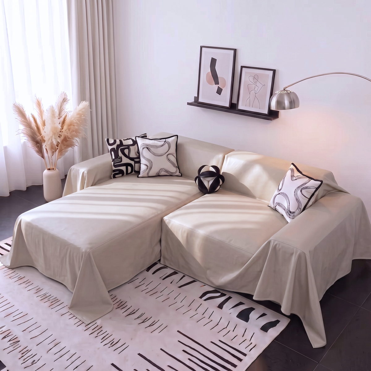 Faux Leather Sofa Cover - L-Shaped