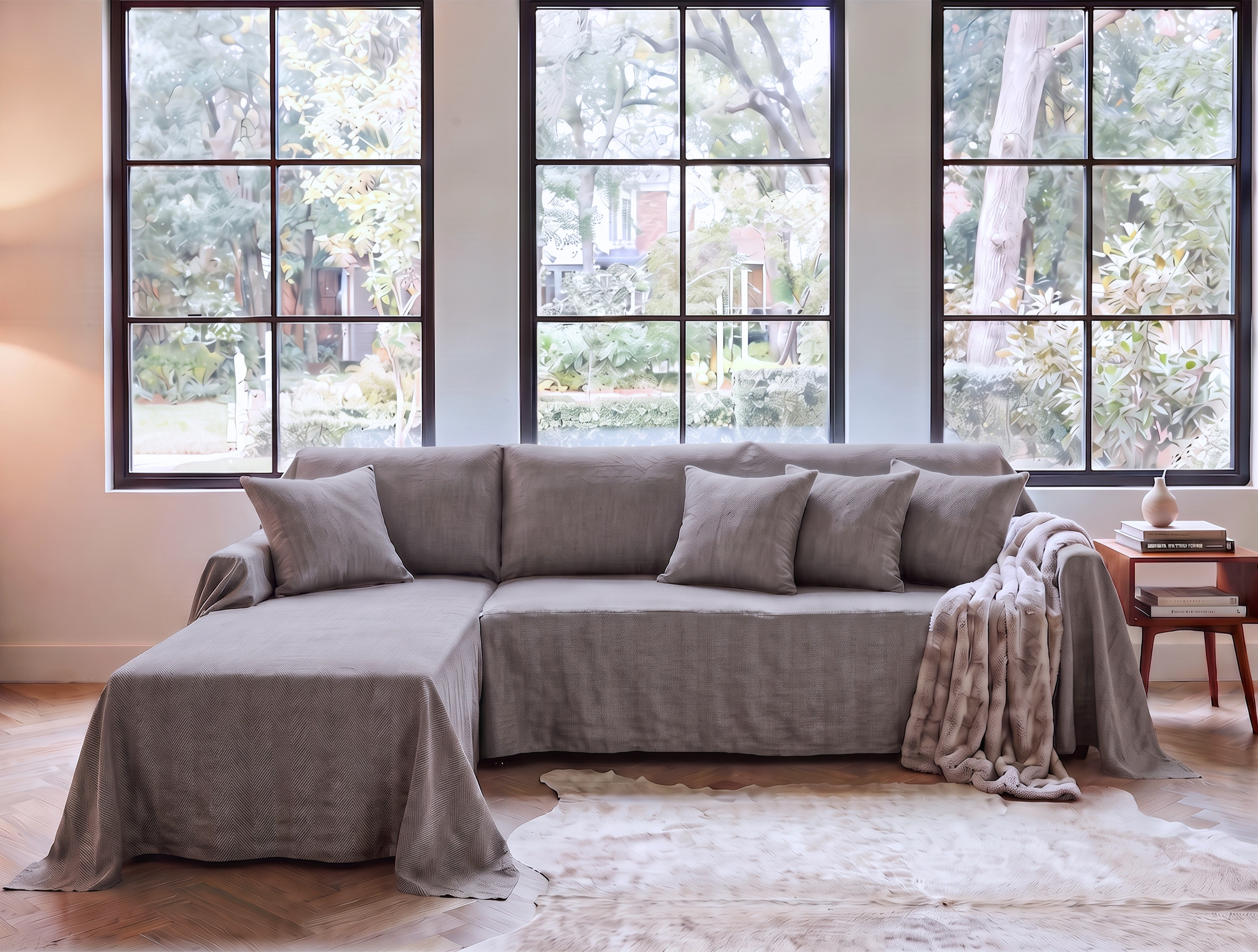 Linen Sofa Cover - L-Shaped