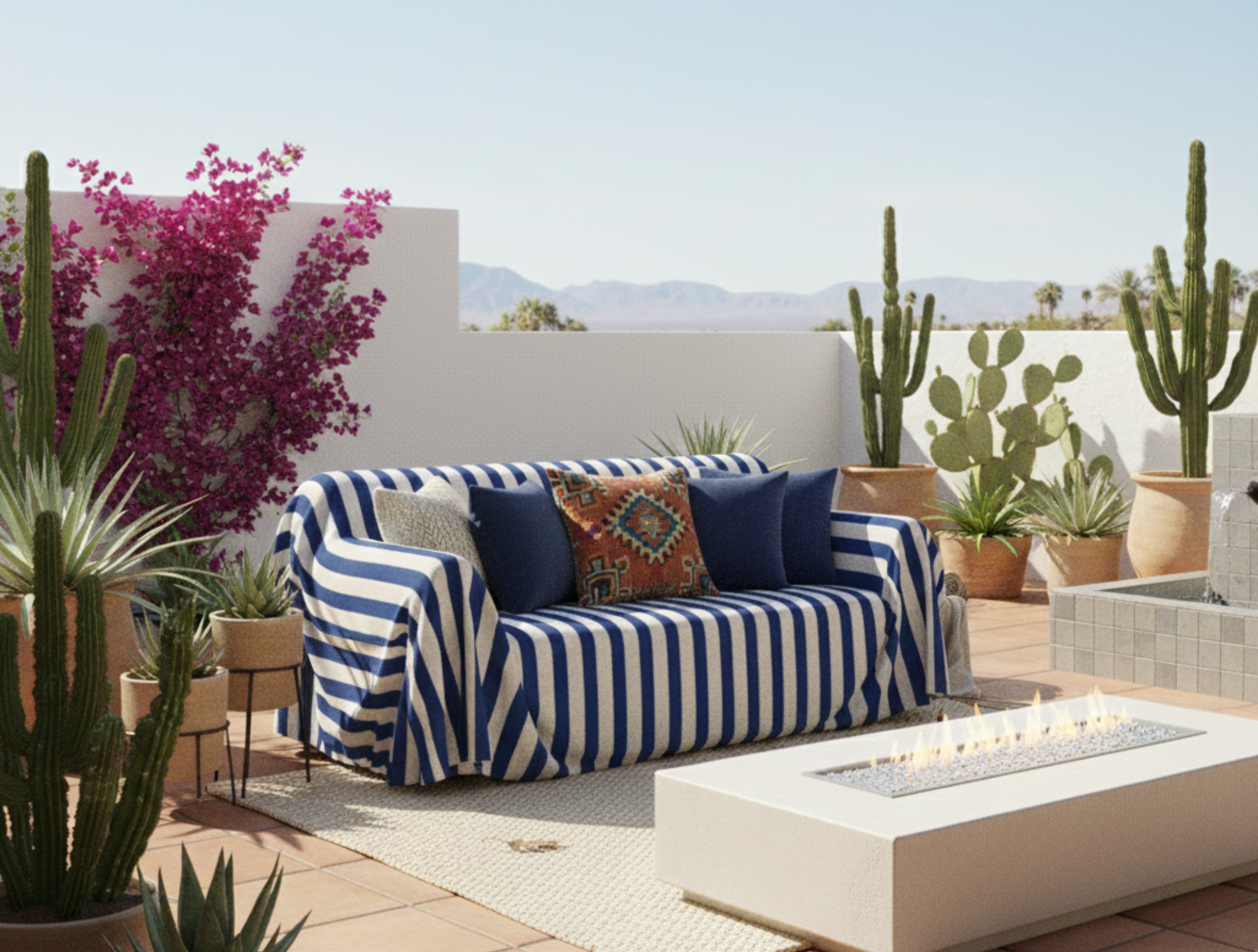Striped Outdoor Sofa Cover - Standard