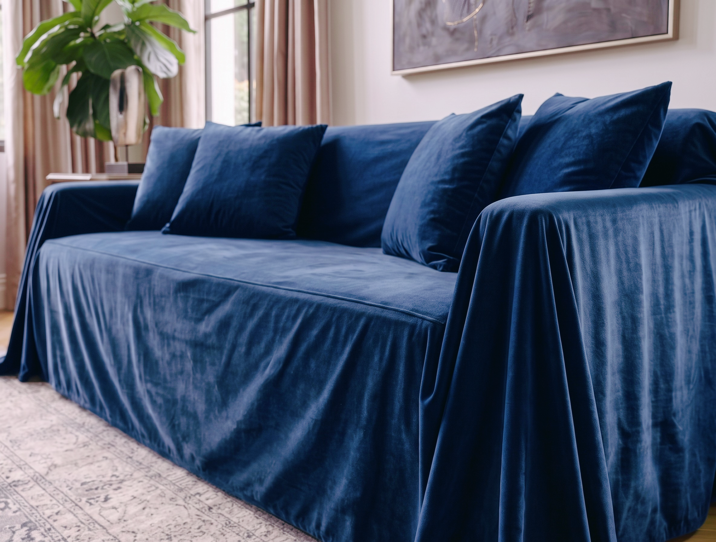 Velvet Sofa Cover (No Pleats) - Standard