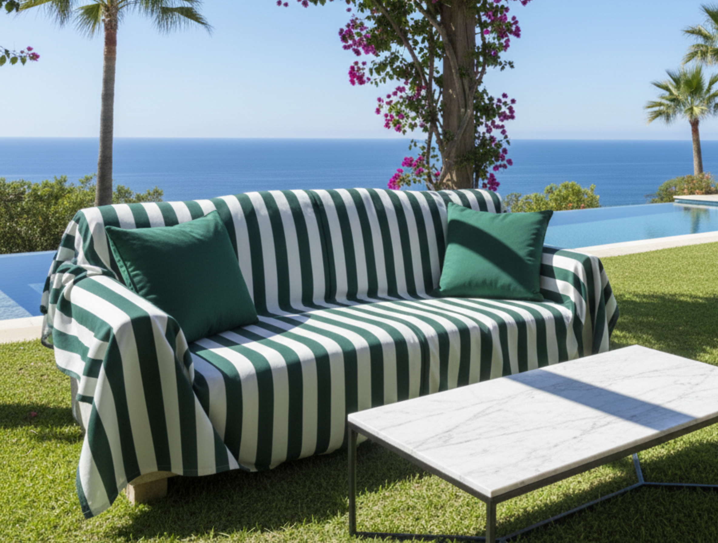Striped Outdoor Sofa Cover - Standard