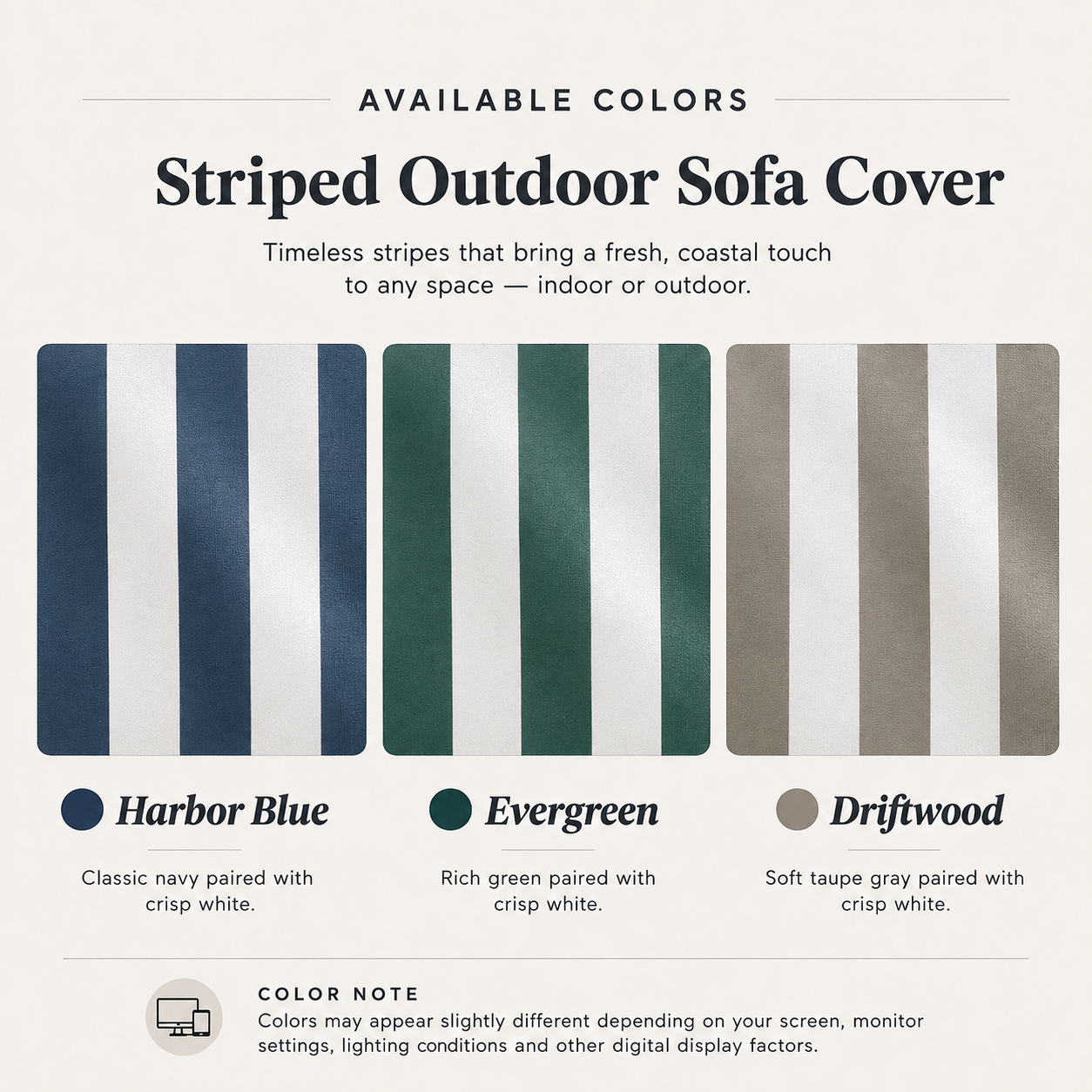 Striped Outdoor Sofa Cover - L-Shaped