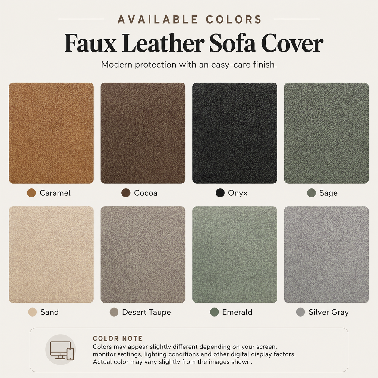 Faux Leather Sofa Cover - L-Shaped